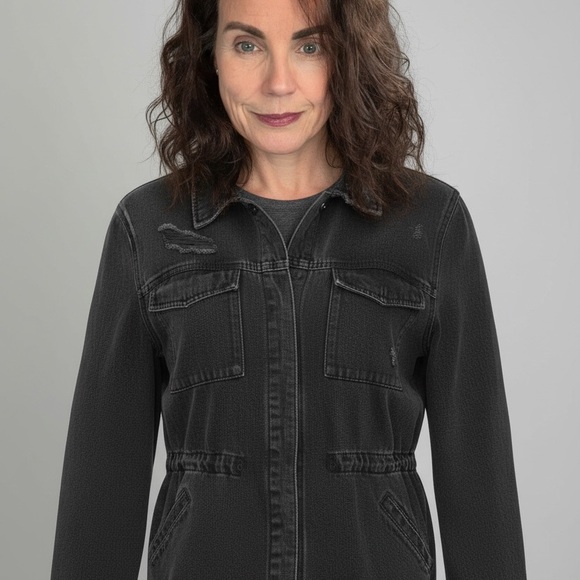 STATE Distressed Black Jean Jacket - Picture 7 of 7